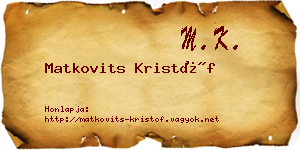 Matkovits Kristóf névjegykártya